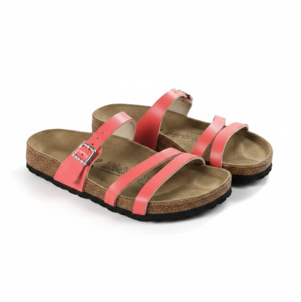 BIRKI'S Leather Strapy Sandal L6/M4 Coral Everyday Resort Coastal Made In German